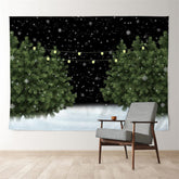Aperturee - Snowy Tree Light Outdoor Winter Scene Backdrop